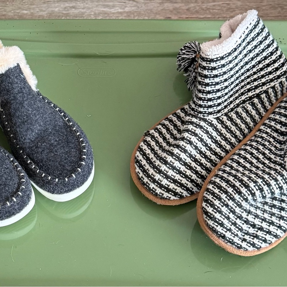 Cozy Gray and Striped Slippers